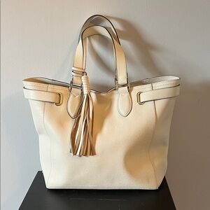 Cole Haan Cream Tote with Tassel Accent